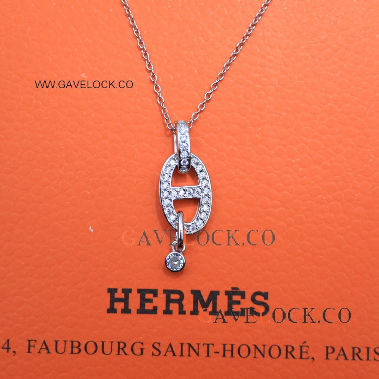 Copy Hermes Pig Nose S925 Necklace with Diamonds